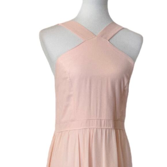 Lulu’s Evening Gown Halter Neck Maxi Sleeveless Chiffon Peach Pink Women’s Large - Picture 6 of 14